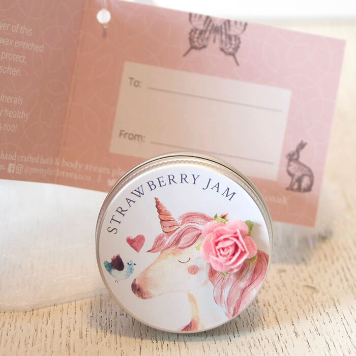Beautiful Unicorn Lip Balm Gift Strawberry Jam Flavour Stocking Filler