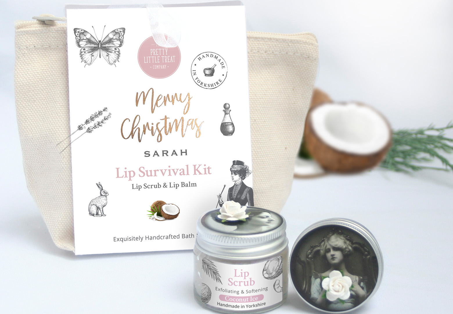 Christmas Personalised Coconut Lip Survival Gift for her